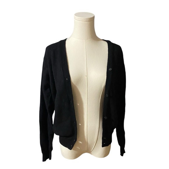 vintage black wool & angora cardigan - Picture 4 of 5